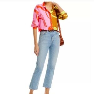 FARM Rio Vibrant Pink and Orange Blouse